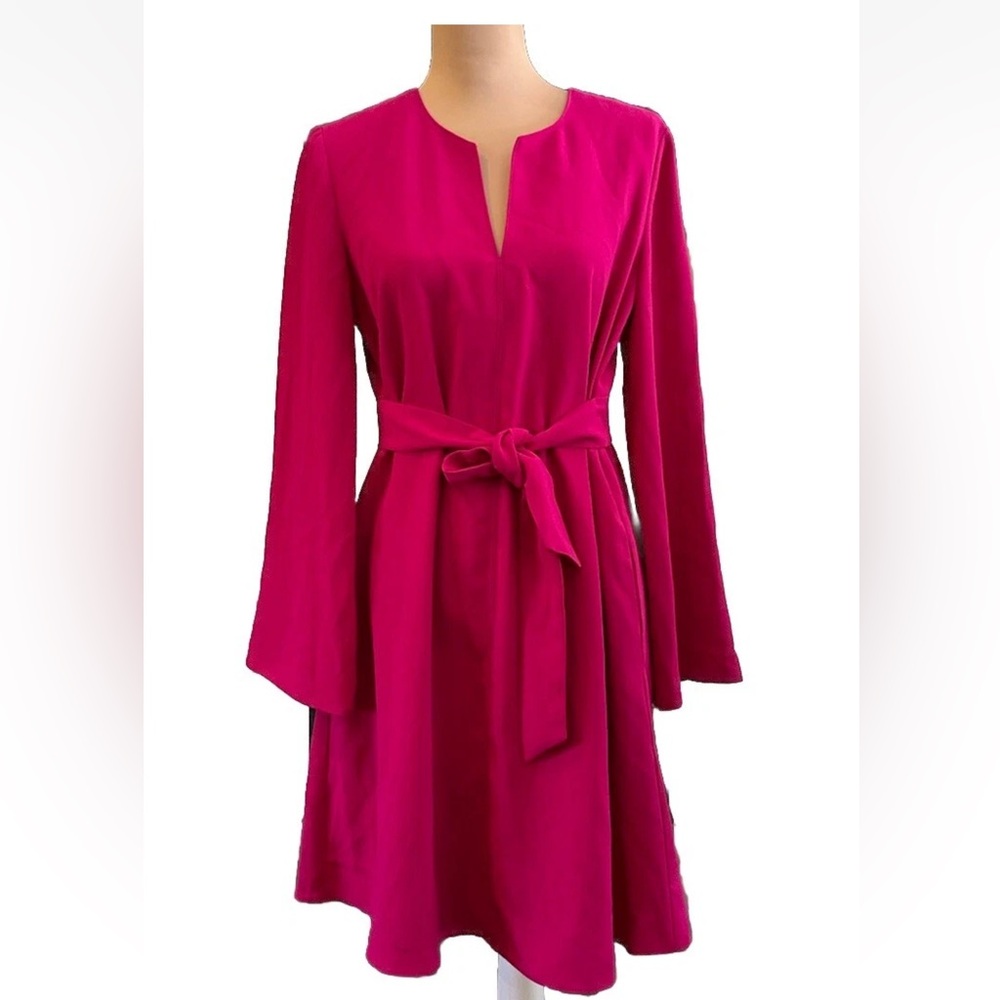 Trina Turk Belted A-Line Tunic Dress MEDIUM Fuchsia Pink